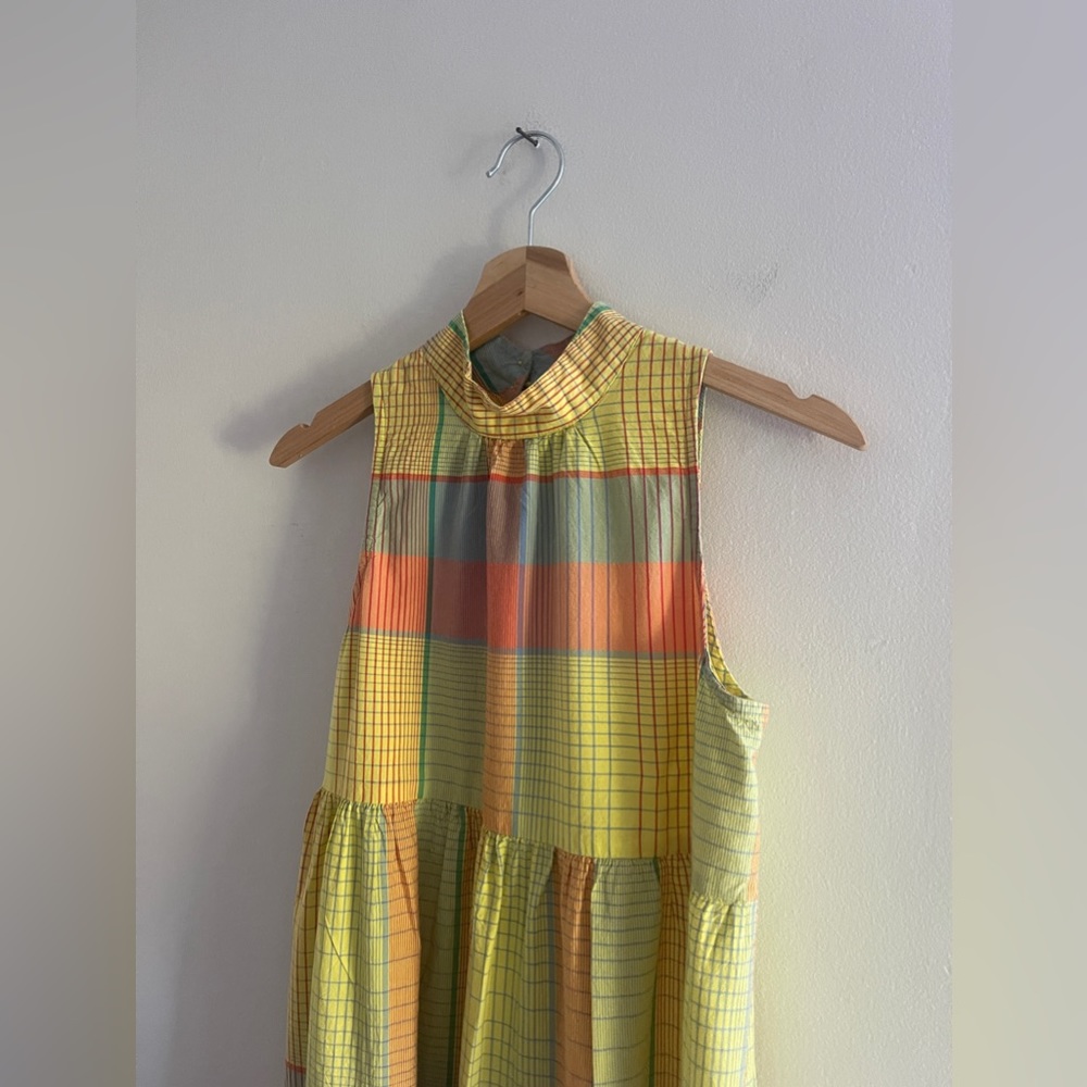 Urban Outfitters Yellow and Orange Plaid Midi Dress - Picture 9 of 16